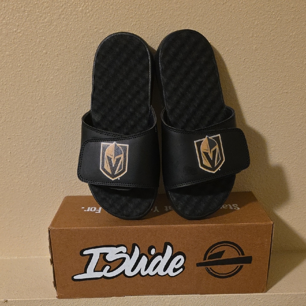New ISLIDE Black and Gold Men's Sandals